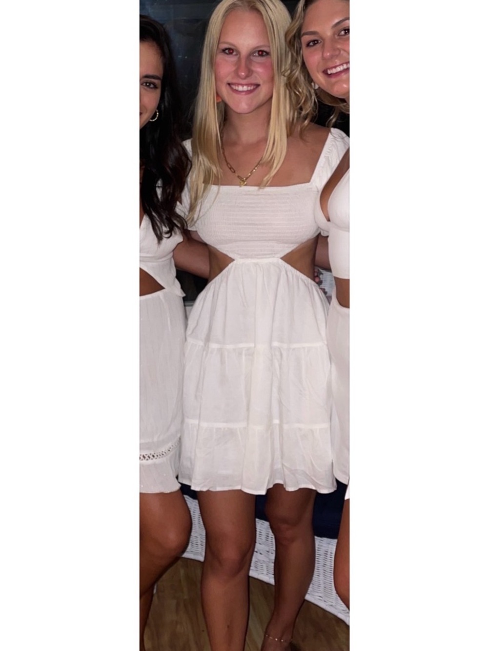 White Cutout Smocked Bodice Sundress